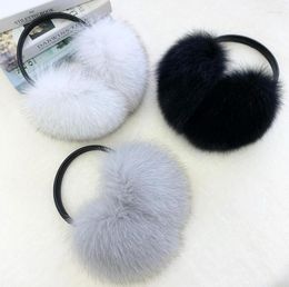 Berets Winter Femmes Real Fur Carmuffs Girls Elap-Eares Ladies Jaune Rose Blue Y Ear Muff Warmer1193468