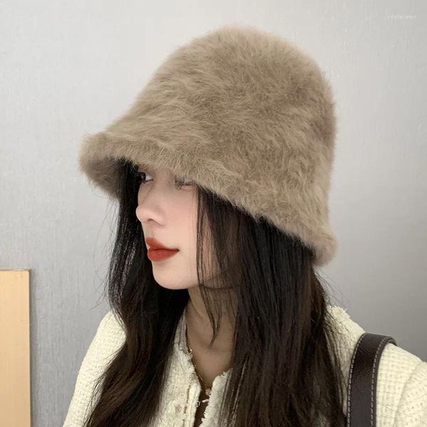 Bérets Chapeau de pêcheur pour femmes d'hiver, baril de cheveux doux, à la mode, voyage en plein air, tout usage, bassin chaud