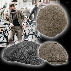 Berets Winter Wool Herringbon Hat Style britannique Octogonal Boys Femmes Gatsby Cap Ivy Men d'automne conduisant plat BLM70