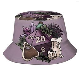 Bérets Witchy D20 Tabletop Rpg Gaming Dice Print Bucket Hats Sun Cap Dnd And Feminine Games Nerdy Geeky Geek Girl Gamer