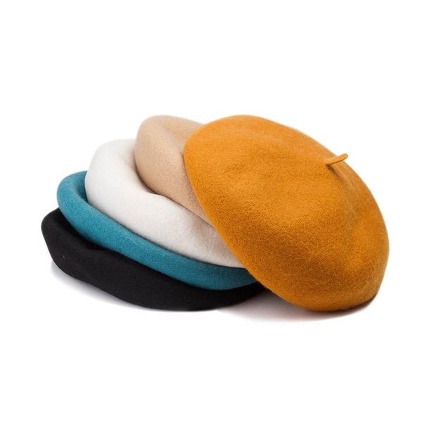 Bérets femmes automne hiver grand à la mode laine Tweed tridimensionnel élastique sueur ceinture béret chapeau de peintre chaud chapeaubérets