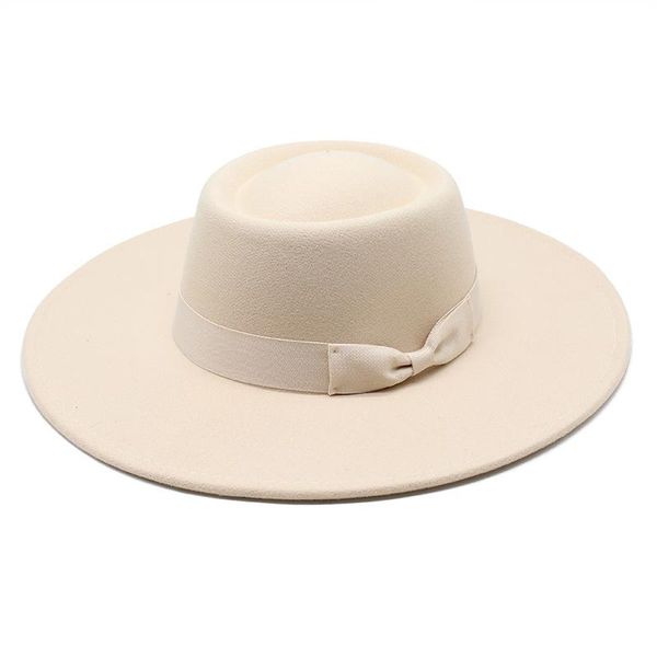 Bérets Casquette Femme Chapeaux Pour Hommes Fedoras Feutre Printemps Automne Chapeau Melon Mode Large Bord Couvre-chef Chapelle Plage Mariage Photo Noir