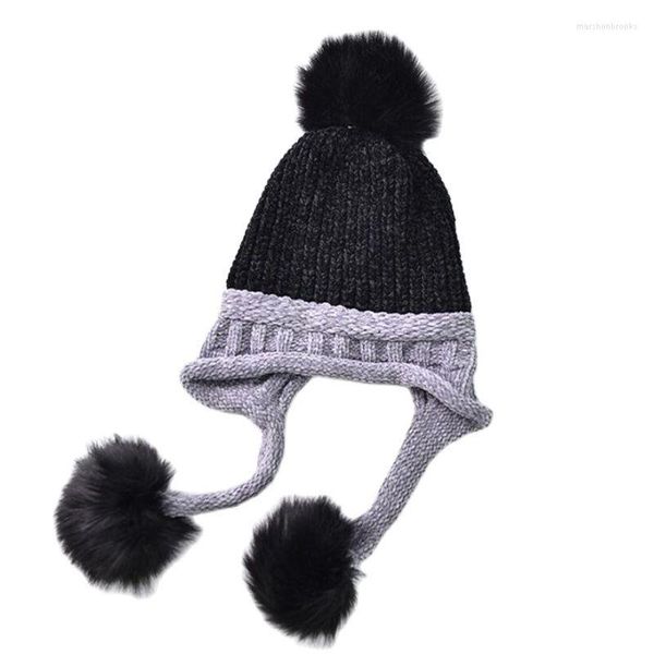 Bérets femmes chapeaux ajouter velours polaire à l'intérieur des bonnets hiver pour femmes pompon chapeau femme torsion motif casquettes