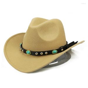 Bérets Femme Homme Western Cowboy Chapeau Pour Gentleman Lady Jazz Cowgirl Avec Cloche Sombrero Caps Quatre Saisons Jaune