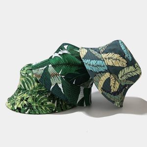 Boinas de verano para mujer, sombrero de cubo, planta de selva Tropical, plegable, pescador, viajes al aire libre, protección solar, Bob CapBerets