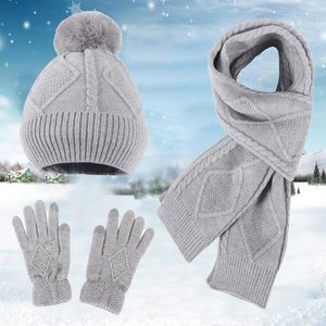 Bérets femmes et hommes hiver européen américain noël tricot chapeau gants écharpe trois pièces laine épaisse