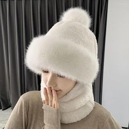 Bérets femmes Bobble chapeau 2 en 1 bonnet femme cou guêtre plus chaud casquette Gorras Para Mujer