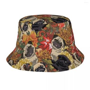 Bérets femmes seau chapeau parce que carlins automne fleur Vocation escapade chapeaux léger pêche en plein air mignon chien Boonie cadeau