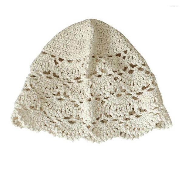 Berets Femmes Crochet Hat Cascured Catch Hats Elegant Beanie Vintage Turban Manual Hollow Out