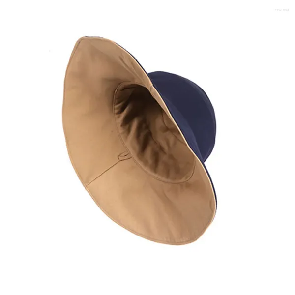 Berets Femmes Durable Randonnée Bucket Hat Shoppable Portable Brim large pliable avec bracelet Chin Double côté printemps Soft Softable