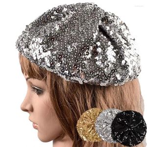 Berets Women Girls Glittering Sequins Hat Music Festivals Party Cap pour acteur Actrice Stage montre des accessoires de danse