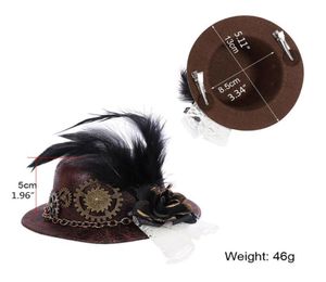 Boinas Mujeres Halloween Gótico Mini Sombrero de copa Steampunk Engranajes Cadena Pluma Flor Encaje Fascinator Pinza para el cabello Vestido de lujo victoriano Co8504959