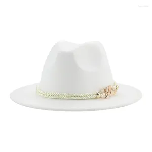 Bérets femmes chapeau solide ceinture luxe Fedora chapeaux fascinateur vert blanc noir mariage formel feutré Sombreros De Mujer