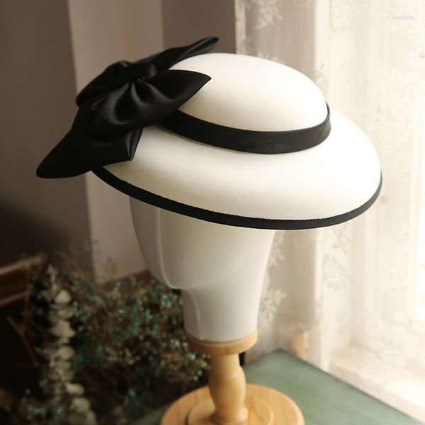 Boinas Sombreros de mujer para lino blanco Sombrero Fedora Mujer Malla de plumas Elegante Fiesta de boda Damas Novia Pillbox