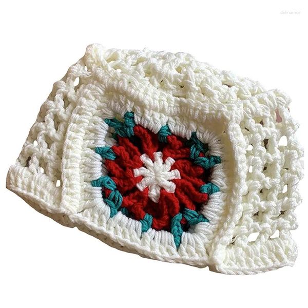 Boinas Mujeres Gorros de punto Gorra Flor personalizada Tejer Sombreros de cubo Hecho a mano Cloche Sombrero de ganchillo Cráneo floral