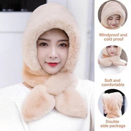 Bérets pour femmes, chapeau tricoté, attaches croisées, couvre-chef d'hiver, écharpe en peluche coupe-vent avec cache-oreilles en fourrure moelleuse pour la chaleur