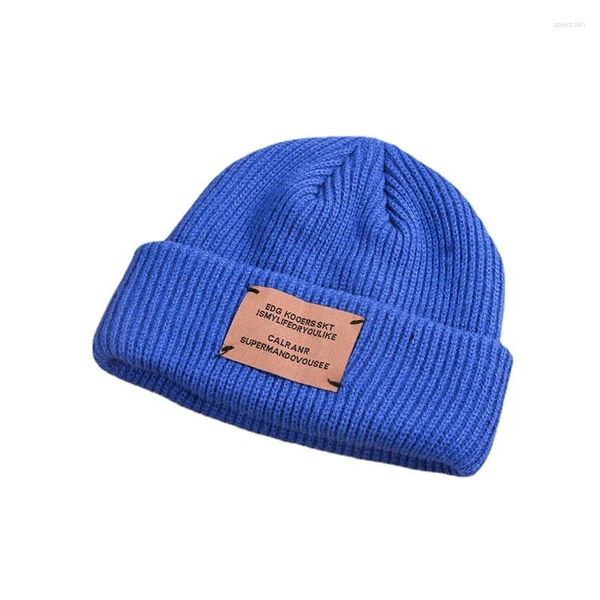 Bérets tricotés pour femmes, chapeaux chauds, étiquette tissée, Logo Skullies, rétro, coupe-vent, tricot extensible de haute qualité, hiver