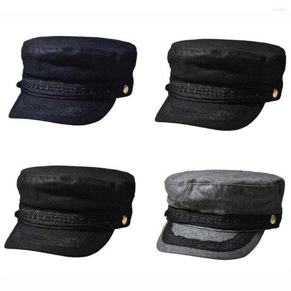 Bérets femmes dame mode coton dentelle Combat armée militaire bouton classique casquettes chapeaux HATBD0502