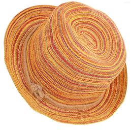 Berets Femme Lady Girl Panama Colorful Striped Foldable Straw Hat Bohemia for Beach Summer Sun