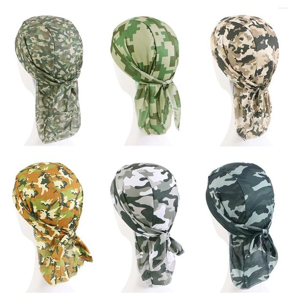 Bérets Femmes Hommes Camouflage Du Rag Head Wrap Biker Camo Bandana Cravate Pirate Cap Chapeau Durag