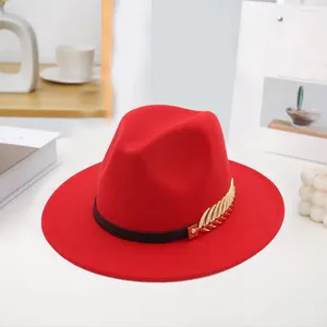 Baretten Dames Heren Hoed Effen Kleur Wollen Lichtgewicht Hoofddecoratie Formeel Feest Prom Banket Fedora Cap