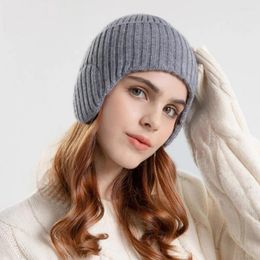 Berets mulheres homens chapéu de malha proteção de ouvido quente unisex inverno malha com borda coldproof engrossado beanie para