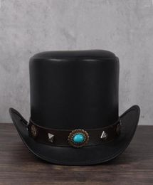 Bérets femmes hommes haut en cuir chapeau président traditionnel Fedoras magicien Steampunk Cosplay fête casquettes dropshipping 3 taille 13CM4760126