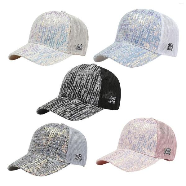 Bérets femmes hommes paillettes respirant plage réglable casquette de Baseball Hip Hop chapeau soleil été mode voyage UV preuve Sequi