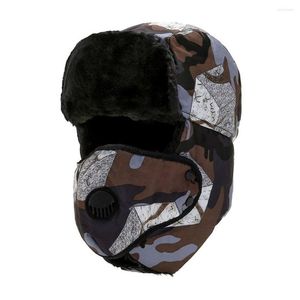 Bérets femmes hommes casquette de ski camouflage fausse fourrure oreillette bonnet bombardier chapeaux trappeur chapeau Ushanka russe