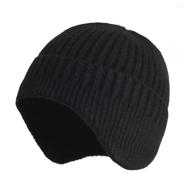 Bérets femmes hommes hiver chapeau oreillette tricot bas casquettes avec oreilles chaud extérieur polaire casquette quotidien bonnet montre