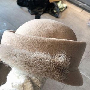 Berets vrouwen mink vilt hoed elegante wol beroemde feest haardecoratie dame baret vrijetijdsschilder hatberetten beretsberets pros22