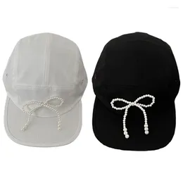 Berets Women Modern Baseball Hat With Pearl Bow for Girls Elegant verstelbare 3D