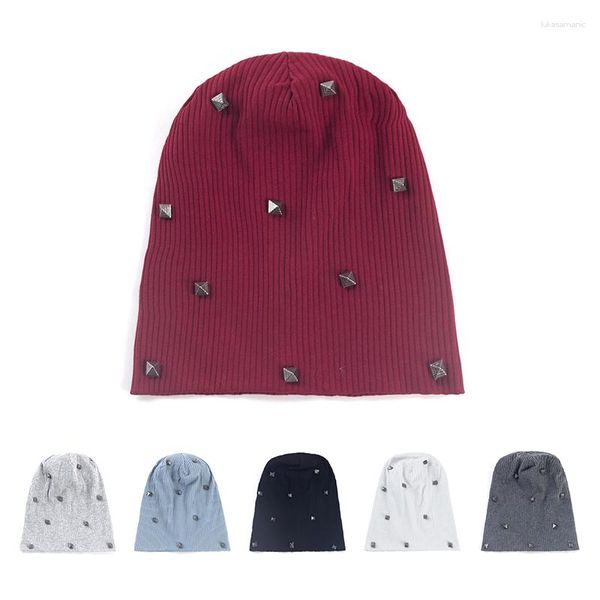 Bérets femmes coton côtelé hiver Beanie chapeau pyramide accessoires tricoté doux chaud couleur unie bonnets chapeaux mode automne Bonnets