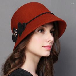 Boinas de otoño para mujer, sombrero de fieltro de lana, moda elegante, gorra de ocio para mujer, gruesa, británica, cálida, 5 colores, B-7662