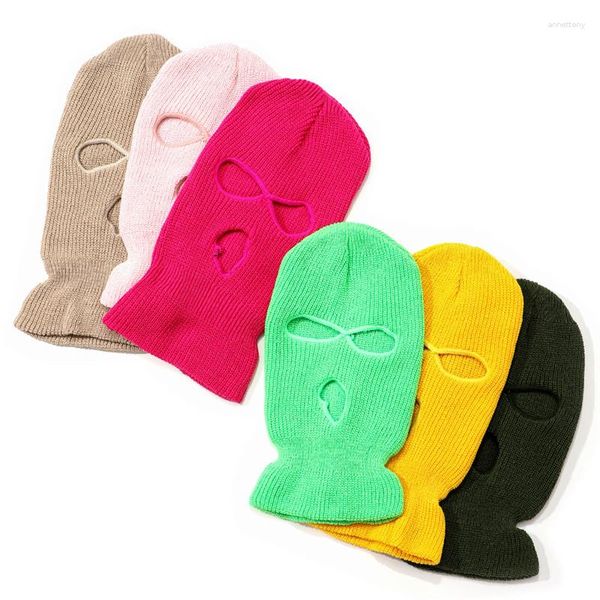 Bérets de bonnet de femelles pour femmes longues élastiques en tricot en tricot tactique personnalisé Tactique de jeu chaud 3 trous hiver pour les femmes adultes