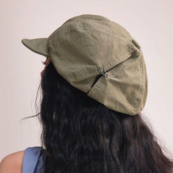 Bérets Femmes Élégant Automne Baggy Paresseux Artiste Français Chapeaux Solide Armée Vert Octogonal Peintre Cap Gorros