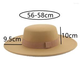 Bérets femme chapeau Fedora grand bord ruban plat bande nœud papillon hommes Beige mariage formel Pamelas Y Tocados Para Bodas