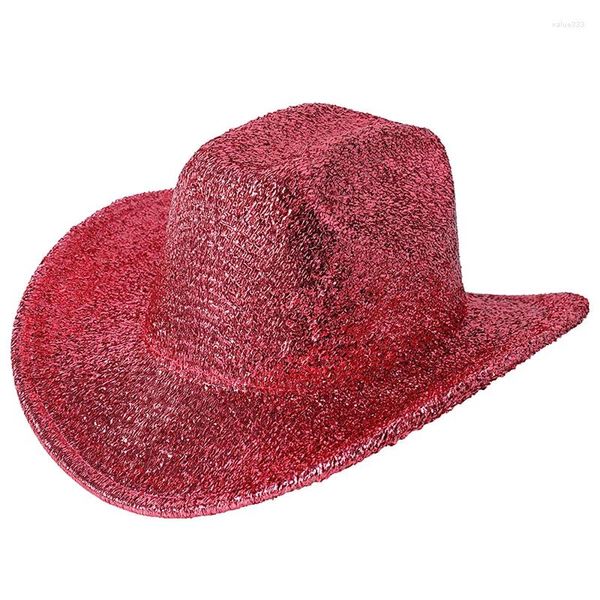 Boinas Sombrero de vaquero occidental para hombres y mujeres Mostrar brillo Topper Vaquera Boda Carnaval Rave Fiesta Accesorios de disfraces de viaje