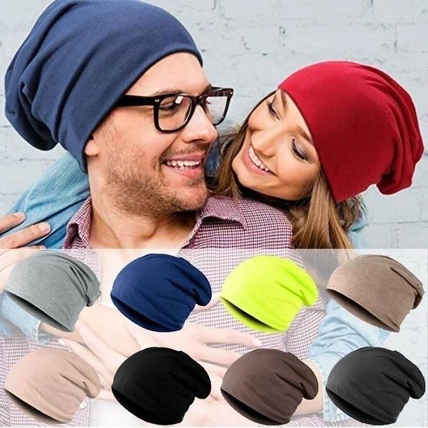 Bérets Femmes Plaine Bonnet Chapeau Printemps Coton Slouchy Pour Femmes Homme Tricoté Os Dames Skullies Cap En Plein Air Chemo