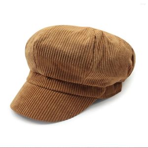 Bérets femmes rétro 70s velours côtelé mignon Sboy Cabbie Gatsby béret chapeau casquette pour femmes solide octogonale Paperboy chapeaux casquettes