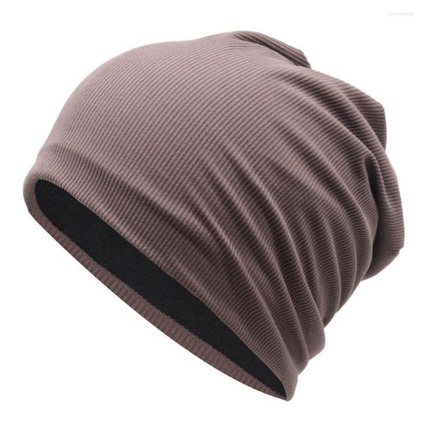 Boinas Gorro acanalado para mujer Primavera Verano Casual Algodón suave Gorros holgados sólidos para hombres Unisex Hip Hop Skullies Sombrero para mujer