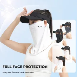 Bérets Masque de protection solaire pour femmes Anti-UV respirant plein visage Silk Cycling Sunshade Veil Hanging Tail Earl Z9x2