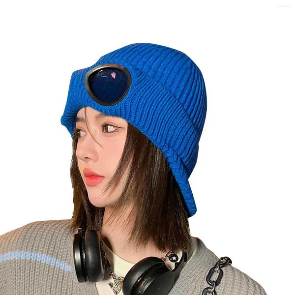 Bérets Casquette coupe-vent pour femmes, Plus polaire chaude, protection d'oreille tricotée, Crochet Skullies, chapeau en laine, bonnet de ski, casquettes de rue