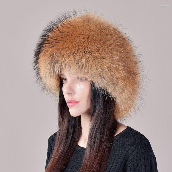 Bérets Chapeau de fourrure d'hiver pour femmes Protection d'oreille chaude Princesse Cent Pack Capuchon de ski Coupe-vent