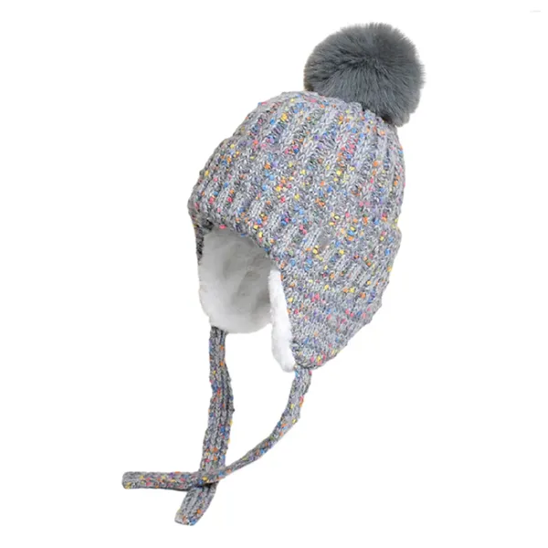 Bérets femmes chapeau d'hiver tricot oreillette bas casquettes avec oreilles en plein air chaud fourrure bonnets mélange tricoté