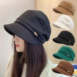 Boinas Mujer sboy Cabbie Beret Cap Algodón Sombrero suave para niñas Sombreros cálidos a prueba de viento Detective con ala 231027