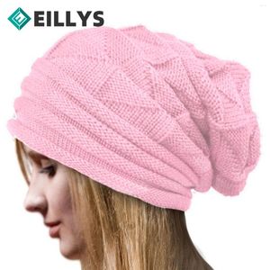 Bérets femmes Skullies bonnets chapeau d'hiver surdimensionné hommes laine chaude casquette Ski Slouchy tricoté Baggy Beanie