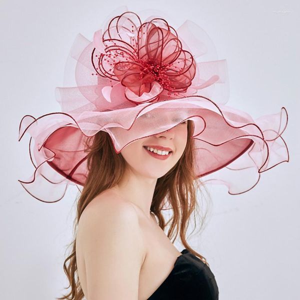 Bérets femmes crème solaire plage Fedoras chapeau femme été plume fleur mode chapeaux pliable soleil pliable Banquet casquette H6500