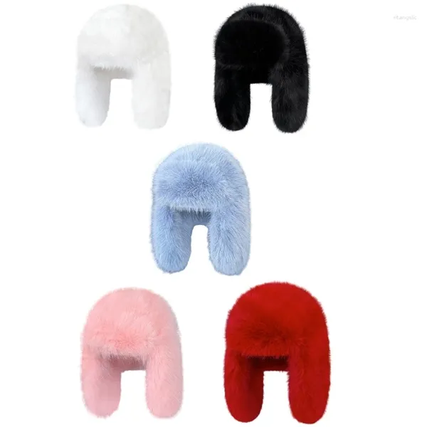 Bérets femmes chapeau de trappeur Ushanka protections d'oreille d'hiver chaud BombersCap casquette en peluche