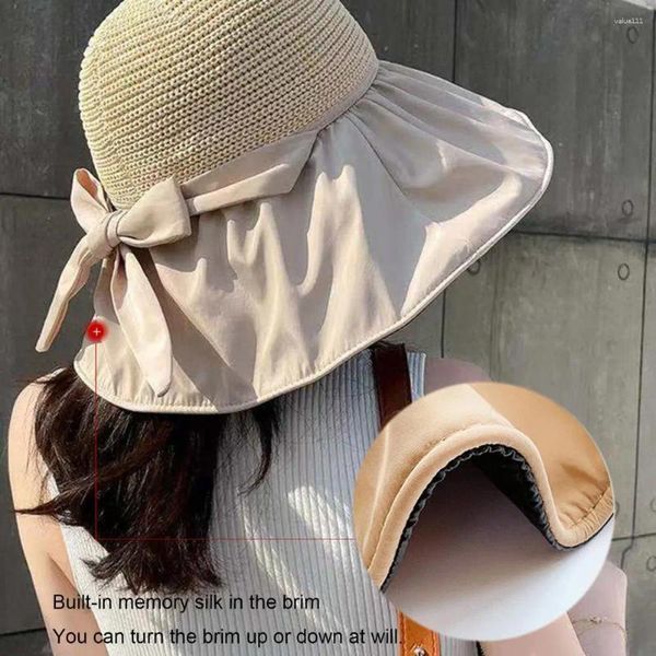 Bérets Femmes Hat à UV Protection solaire élégante pour un large bord anti-uv voyage